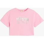 Koton Slogan Baskılı Bisiklet Yaka Kısa Kollu Pamuklu Crop Tişört - Pembe - 13 - 14 Yaş