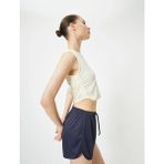 Koton Spor Yarım Atlet Yanları Drape Detaylı Bisiklet Yaka - XL - Ekru