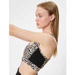 Koton Sporcu Sütyeni Kaplı U Yaka Leopar Desenli Slim Fit İnterlok