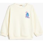 Koton Stitch Lisanslı Uzun Kollu Ekru Sweatshirt Kız Çocuk Truvakar Kol Özellikli - 4 - 5 Yaş