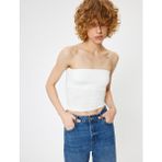 Koton Straplez Büstiyer Crop Slim Fit - Ekru