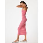 Koton Straplez Elbise Midi Bodycon Bürümcük Kolsuz Drapeli Slim Fit