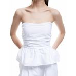 Koton Straplez Yaka Volanlı Pamuklu Crop Bluz