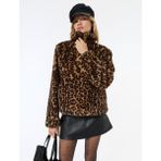 Koton Suni Kürk Mont Leopar Desenli Crop Cepli Fermuarlı - 34 - Kahve