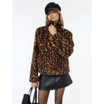 Koton Suni Kürk Mont Leopar Desenli Crop Cepli Fermuarlı - 44 - Kahve