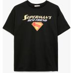 Koton Superman Lisanslı Kısa Kollu Bisiklet Yaka Baskılı Oversize Tişört - Siyah - 6 - 7 Yaş