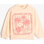 Koton Sweatshirt Uzun Kollu Bisiklet Yaka Yaz Temalı Pamuklu - Turuncu - 7 - 8 Yaş