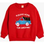 Koton Sweatshirt Yılbaşı Temalı Baskı Detaylı Uzun Kollu Pamuklu Şardonlu