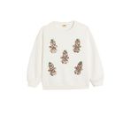Koton Sweatshirt Yılbaşı Temalı Pullu Payetli Kurabiye Adam Baskılı Uzun Kollu Bisiklet Yaka Şardonlu