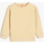 Koton Sweatshirt Yıldız Detaylı Dokulu Bisiklet Yaka Uzun Kollu - 18 - 24 Ay - Ekru