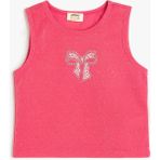 Koton Taş Detaylı Fiyonk Baskılı Bisiklet Yaka Askılı Crop Atlet - 9 - 10 Yaş - Pembe