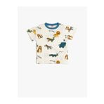 Koton Tişört Hayvanlar Baskılı Ekru Erkek Bebek T-shirt 5smb10086tk