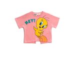 Koton Tweety Baskılı Crop Lisanslı Kısa Kollu Pamuklu Kız Çocuk Tişört