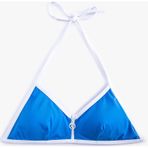 Koton Üçgen Bikini Üstü Fermuarlı Biye Detaylı Mavi 3sak10011mm 3SAK10011MM623 Mavi