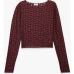 Koton Uzun Kollu Bisiklet Yaka Dantel Crop Bluz - Bordo - 5 - 6 Yaş