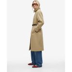 Koton Uzun Kollu Cepli Gabardin Oversize Kemerli Trençkot - Yeşil - 42