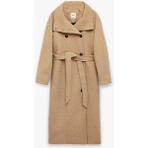 Koton Uzun Kollu Cepli Kruvaze Dik Yaka Kemerli Uzun Kaşe Kaban - 36 - Kahve