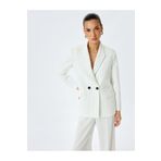 Koton Uzun Kollu Çizgili Kruvaze Oversize Blazer Ceket