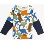 Koton Uzun Kollu Dinozor Baskılı T-Shirt Erkek Çocuk Klasik Fit Pamuk Kumaş Ekru Renk - 24 - 36 Ay
