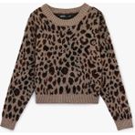 Koton Uzun Kollu Geniş Yuvarlak Yaka Leopar Desenli Oversize Triko Kazak - Siyah