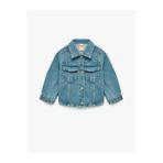 Koton Uzun Kollu Gömlek Yaka Kapaklı Cep Detaylı Pamuklu Denim Ceket, Orta İndigo, 4-5 Yaş