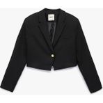 Koton Uzun Kollu Kruvaze Düğmeli Crop Blazer Ceket - 40 - Siyah