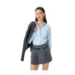 Koton Uzun Kollu Slim Fit Klasik Poplin Gömlek, Kadın, Mavi, 44 Beden