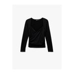 Koton Uzun Kollu Slim Fit Kruvaze V Yaka Saten Bluz