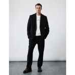 Koton Uzun Kollu Slim Fit Mono Yaka Blazer Ceket Erkek Kapaklı Cep Detaylı Orta Kalınlık Kumaş - Siyah - 56