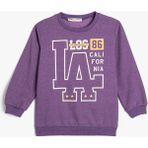 Koton Uzun Kollu Sweatshirt Erkek Çocuk Mor Renk Slogan Baskılı Truvakar Kol Özellikli - 4 - 5 Yaş