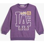 Koton Uzun Kollu Sweatshirt Erkek Çocuk Mor Renk Slogan Baskılı Truvakar Kol Özellikli - 5 - 6 Yaş