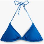 Koton V Yaka Boyundan Bağlamalı Ipli Üçgen Bikini Üstü - Mavi - 36