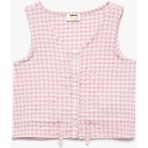Koton V Yaka Düğmeli Kolsuz Pötikare Bluz - Pembe - 11 - 12 Yaş