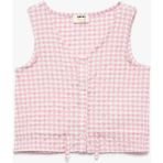 Koton V Yaka Düğmeli Kolsuz Pötikare Bluz - Pembe - 13 - 14 Yaş