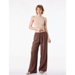 Koton Viskon Crinkle Kumaş Rahat Kalıp Beli Bağcıklı Pantolon - Kahve - Relax - 42