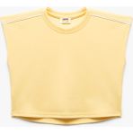 Koton Viskon Karışımlı Biyeli Kolsuz Bisiklet Yaka Basic Crop Tişört - Sarı - 6 - 7 Yaş