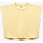 Koton Viskon Karışımlı Biyeli Kolsuz Bisiklet Yaka Basic Crop Tişört - Sarı - 7 - 8 Yaş
