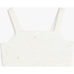 Koton Viskon Karışımlı Kare Yaka Askılı Crop Bluz - Ekru - 6 - 7 Yaş