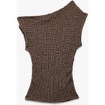 Koton Viskon Karışımlı Kolsuz Kayık Yaka Tişört - Kahve - 5 - 6 Yaş
