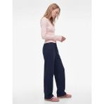 Koton Viskon Keten Karışımlı Beli Bağcıklı Geniş Paça Pantolon - Lacivert - Regular - 40