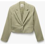 Koton Viskon-Keten Karışımlı Klasik Kruvaze Crop Blazer Ceket - Yeşil - 34