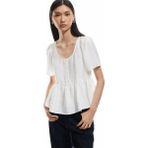 Koton Viskon Kumaş Düğmeli Bisiklet Yaka Kısa Kollu Peplum Bluz - Ekru - 38