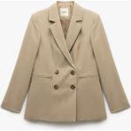 Koton Viskon Kumaş Uzun Kollu Kruvaze Oversize Blazer Ceket - Kahve - 36