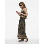 Koton Viskon Salda Kumaş Bağlama Detaylı Etnik Desenli Midi Boy Kloş Etek - Siyah - 34