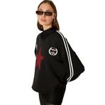 Koton X İnji - Şardonlu Taşlı V Yaka Arkası Baskılı Biyeli Rahat Kalıp Kolej Sweatshirt