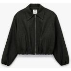 Koton x Melis Ağazat - Uzun Kollu Cepli Fermuarlı Crop Bomber Ceket - Gri - 44