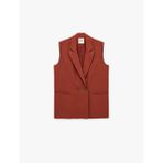 Koton X Melis Ağazat - Viskon Kumaş Cepli Kolsuz Kruvaze Blazer Ceket Yelek