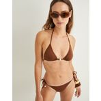 Koton X Şahika Ercümen - Parlak Üçgen Bikini Üstü Boncuk Detaylı Boyundan Bağlamalı