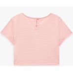Koton Yıldız Baskılı Taş Detaylı Kısa Kollu Bisiklet Yaka Crop Bluz - Pembe - 11 - 12 Yaş