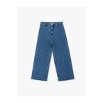 Koton Yüksek Bel Taş Detaylı Kalpli Kısa Geniş Paça Denim Pantolon - Culotte Jeans